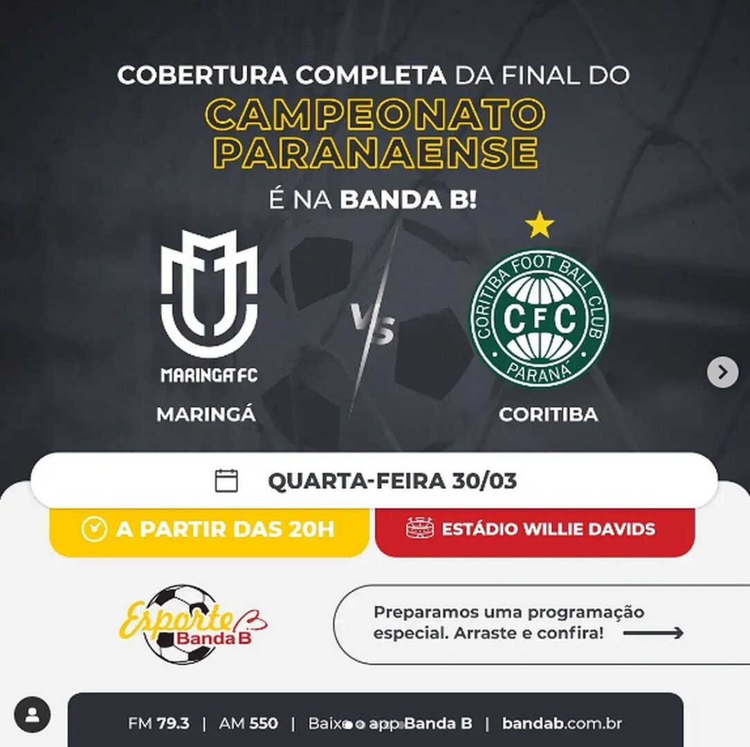 AO VIVO! Maringá FC x Coritiba – Willie Davids – Final Paranaense 2022; Acompanhe! - Banda B